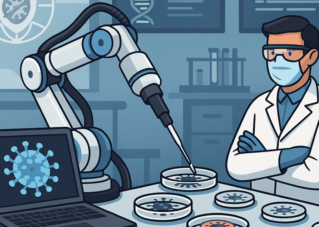 AI system performing virology laboratory tasks with precision
