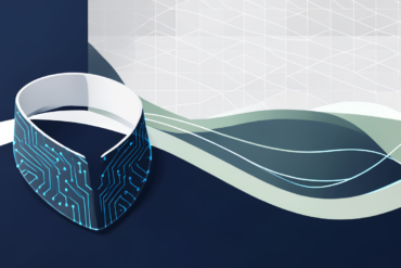 Abstract geometric illustration depicting AI-powered livestock management technology with flowing movement patterns and precision data elements