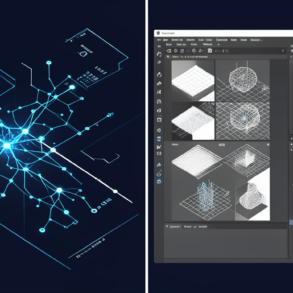 Split illustration contrasting AI technology promises with traditional game development reality, showing the disconnect between vendor tools and studio workflows