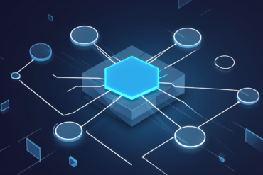 Abstract illustration of interconnected AI agent workflow systems with geometric nodes and pathways