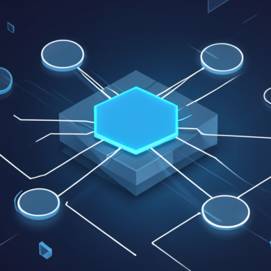 Abstract illustration of interconnected AI agent workflow systems with geometric nodes and pathways