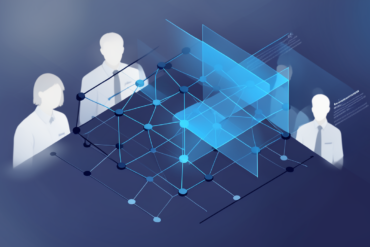 Abstract illustration depicting Meta's transition from human to AI-driven content moderation systems