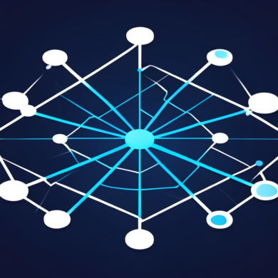 Abstract illustration of interconnected geometric nodes representing tech industry advisory council structure