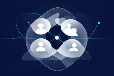 Abstract geometric illustration representing AI-powered meeting intelligence and enterprise workflow automation