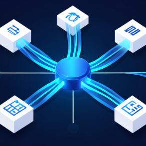 Abstract illustration of data flowing between AI platforms representing Google Gemini's memory import feature