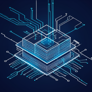 Abstract illustration of high-bandwidth memory chip architecture representing SK hynix production expansion