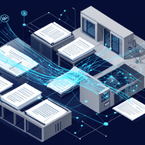 Abstract illustration of legal documents and law books transforming into AI neural networks and data streams, representing Harvey's legal AI platform