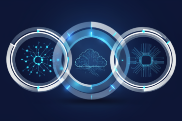 Abstract illustration of three interlocking circles representing the Anthropic, Microsoft, and Nvidia AI partnership infrastructure