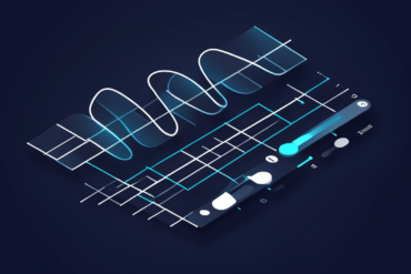 Abstract illustration of musical waveforms and control parameters representing AI music customisation features