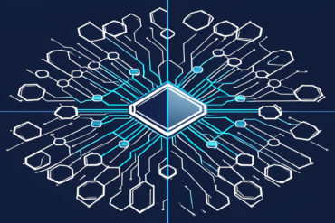 Abstract illustration of AI chip architecture representing competition in the semiconductor inference market