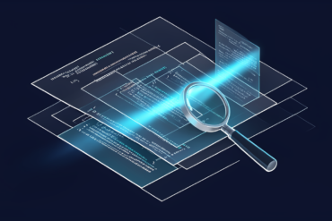 Abstract geometric illustration representing AI-powered code verification and analysis processes