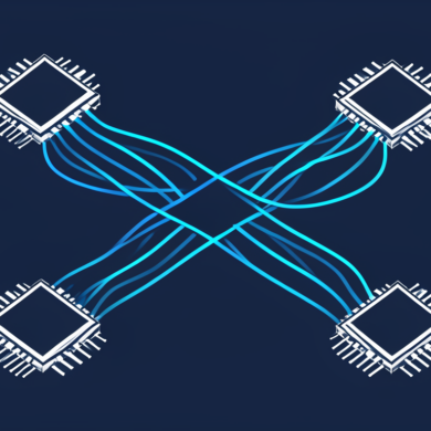 Abstract illustration of interconnected semiconductor chips representing NVIDIA-Marvell NVLink partnership for AI infrastructure