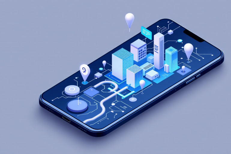 Editorial illustration depicting AI integration in mapping and mobile task automation interfaces