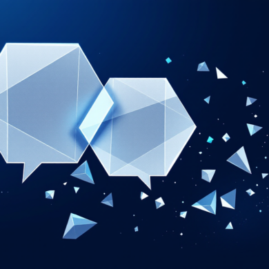 Abstract illustration of fragmenting conversation bubbles representing AI chatbot safety concerns and potential harm