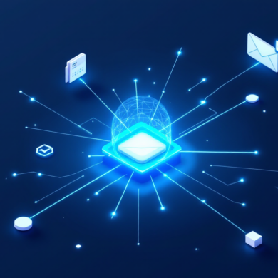 Abstract illustration of AI system connecting to multiple data sources representing Google's Gemini personal intelligence features