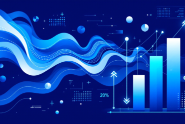 Abstract illustration of data streams transforming into business charts and diagrams
