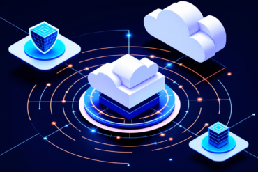 Abstract illustration of cloud security infrastructure with protective layers representing cybersecurity acquisition