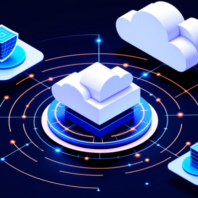 Abstract illustration of cloud security infrastructure with protective layers representing cybersecurity acquisition