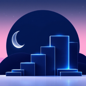 Abstract illustration representing Moonshot AI's billion-dollar funding round with ascending geometric shapes