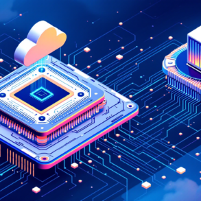 Abstract illustration of wafer-scale processor architecture integrated with cloud computing infrastructure