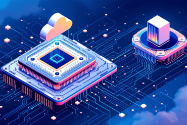 Abstract illustration of wafer-scale processor architecture integrated with cloud computing infrastructure