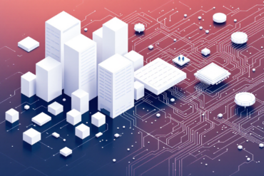 Abstract illustration depicting corporate workforce restructuring transitioning into AI infrastructure investment