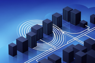 Abstract illustration representing cloud infrastructure investment and AI computing partnership between major technology companies