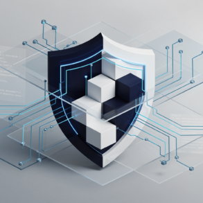 Abstract illustration representing collaborative AI security initiative with interconnected geometric forms and circuit patterns
