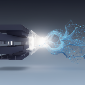 Abstract geometric illustration representing the merger of two AI companies into a unified sovereign AI entity