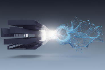 Abstract geometric illustration representing the merger of two AI companies into a unified sovereign AI entity