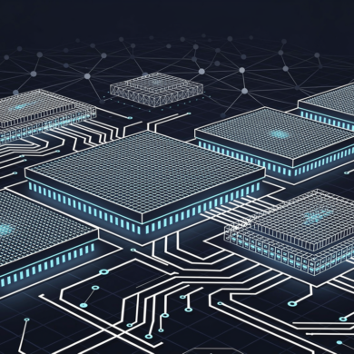 Abstract geometric illustration of DRAM memory architecture showing constrained supply pathways for AI infrastructure