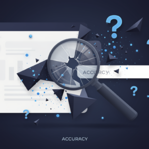 Abstract illustration of fragmented search interface representing accuracy issues in AI-generated search results