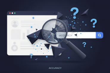 Abstract illustration of fragmented search interface representing accuracy issues in AI-generated search results