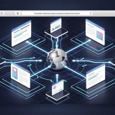 Abstract illustration of browser workflow automation showing connected web pages with automated task pathways