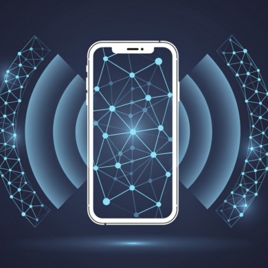 Illustration of smartphone with on-device AI processing for offline dictation
