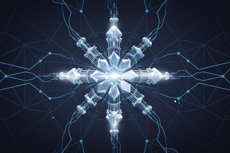 Abstract geometric illustration representing Meta's Muse Spark AI model architecture with interconnected neural network patterns