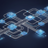 Abstract illustration of AI-powered business process intelligence platform with interconnected workflow nodes