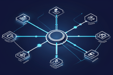 Abstract illustration of enterprise AI workflow automation and communication platform integration