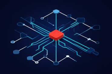 Abstract illustration of interconnected network nodes representing AI supply chain infrastructure with security vulnerability highlighted
