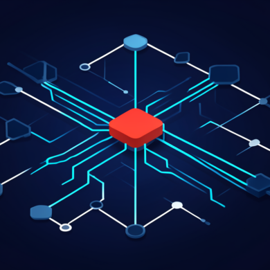 Abstract illustration of interconnected network nodes representing AI supply chain infrastructure with security vulnerability highlighted