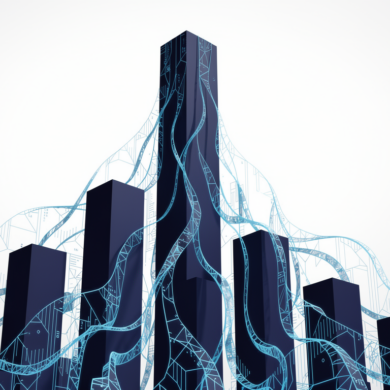 Abstract illustration depicting record venture capital investment in artificial intelligence laboratory development