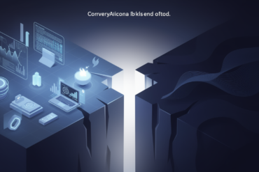 Abstract illustration depicting the widening perception gap between AI experts and the general public