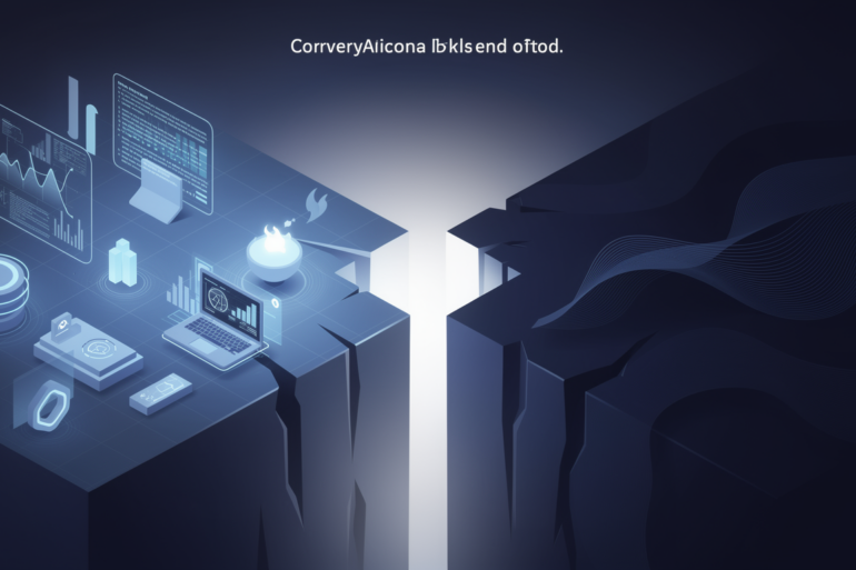 Abstract illustration depicting the widening perception gap between AI experts and the general public