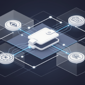 Abstract illustration of AI agent payment infrastructure showing interconnected nodes and transaction pathways through digital wallet system