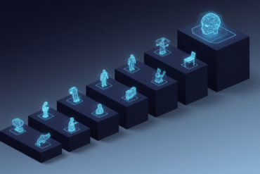 Abstract illustration of rising platforms with distributed AI agent nodes representing Vercel's growth and IPO readiness