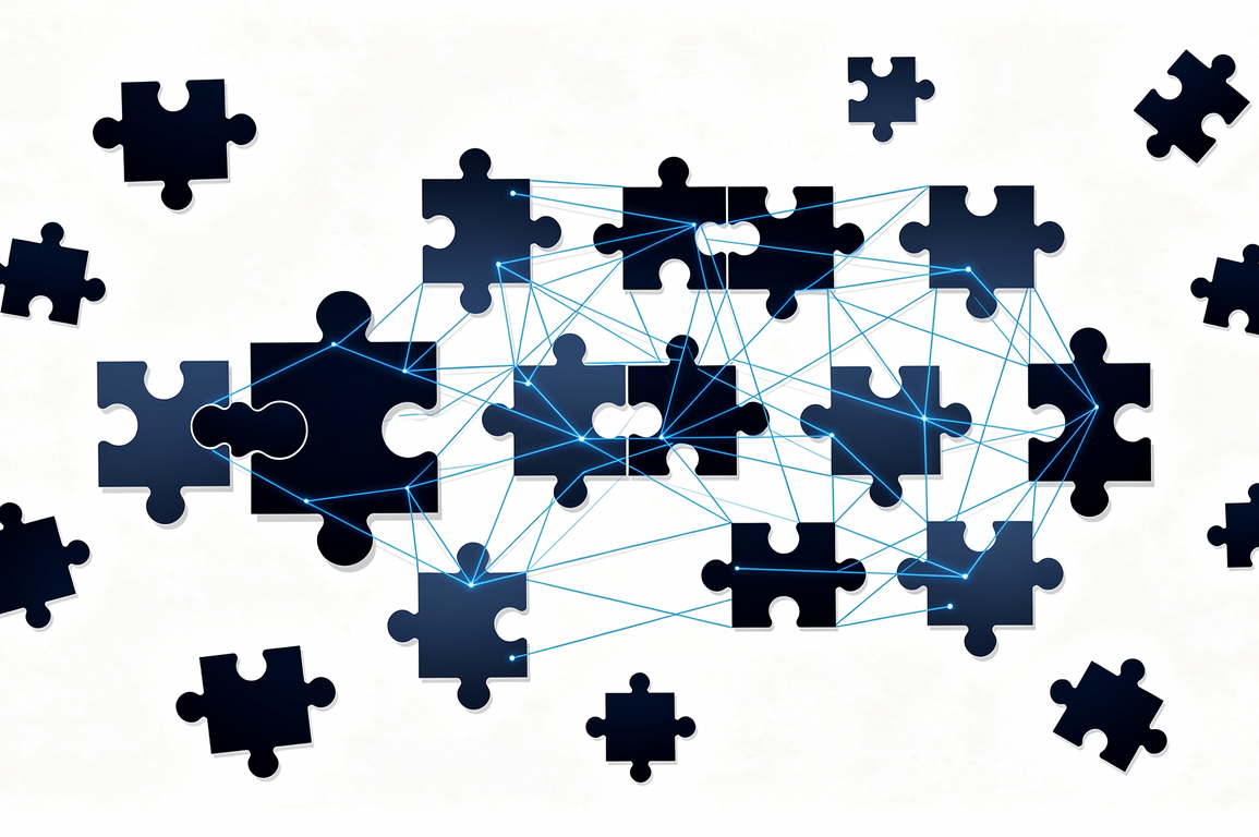 Abstract illustration of fragmented regulatory frameworks for AI hiring compliance