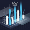 Abstract illustration of inflated revenue charts reaching towards a crown, representing manipulated AI startup valuations
