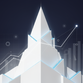 Abstract illustration depicting upward trajectory and massive scale of Anthropic's funding round and valuation