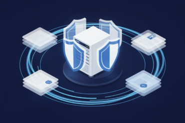 Illustration of secure on-premises server infrastructure with contained data flows representing sovereign AI architecture