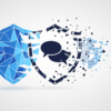 Abstract illustration depicting AI safety systems fragmenting, representing vulnerability in Claude's protective mechanisms